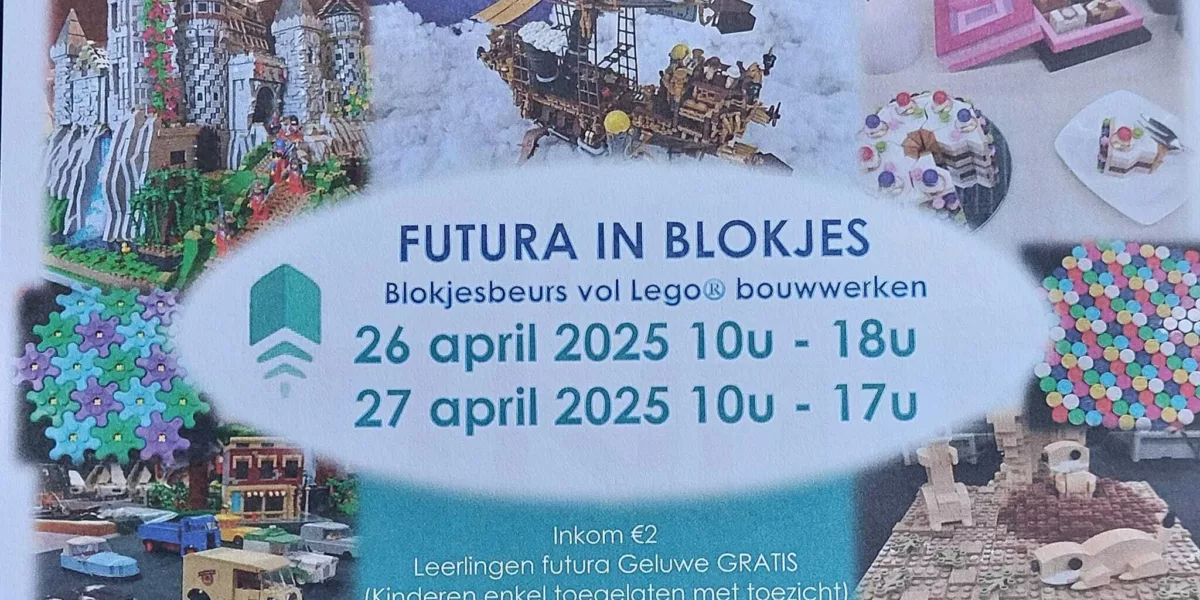 Blokjesbeurs vol lego bij futura Geluwe