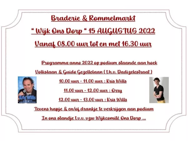 15 augustus opnieuw braderie op Ons Dorp