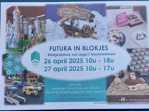 Blokjesbeurs vol lego bij futura Geluwe